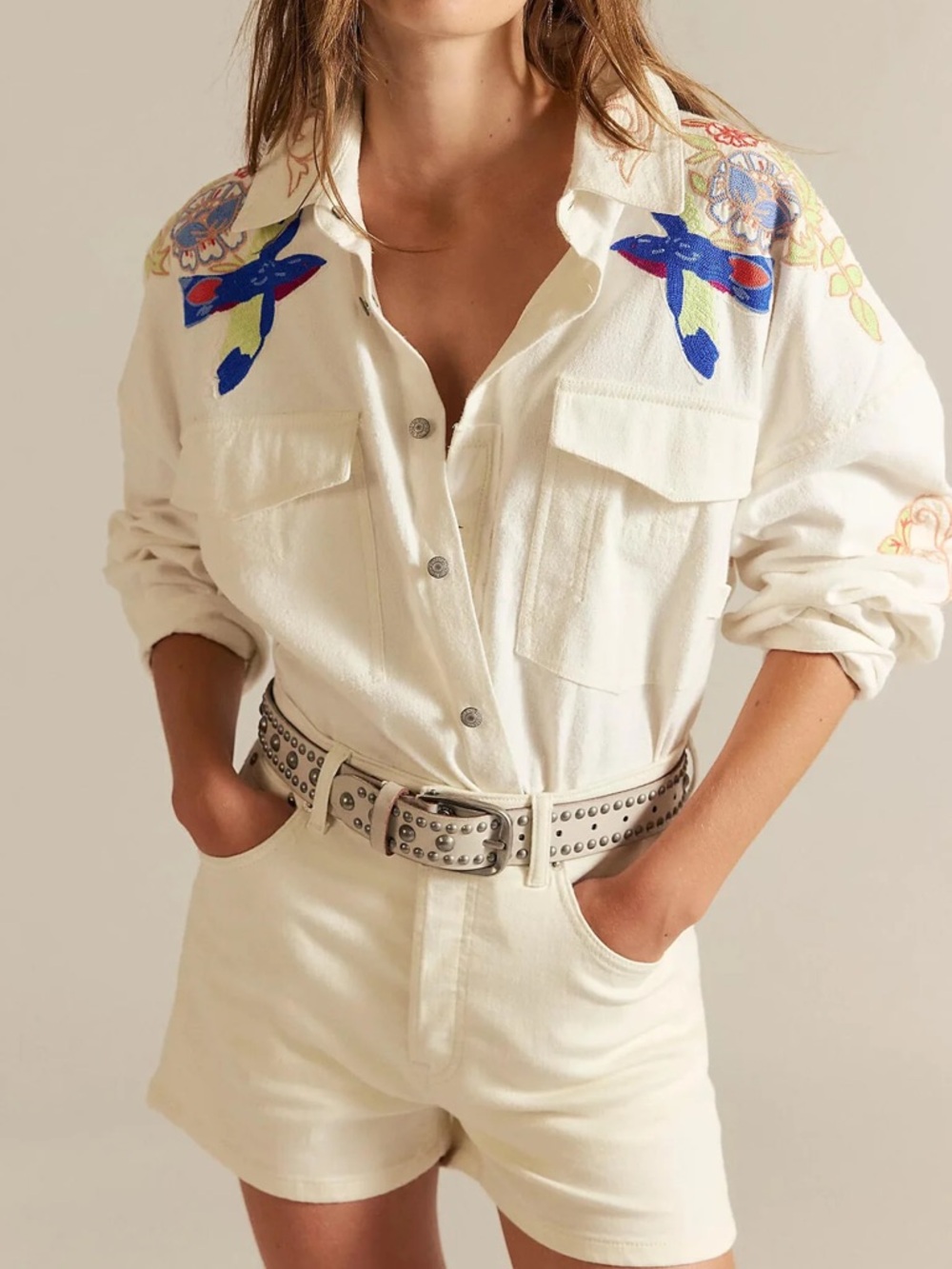Free People We the Free Take Flight Embroidered Shirt- Sold Out - Picture 3 of 9